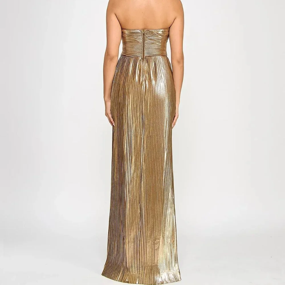 Emerald Sundae Juniors' Metallic Embellished Cutout Gown Gold Size XL - Picture 5 of 5